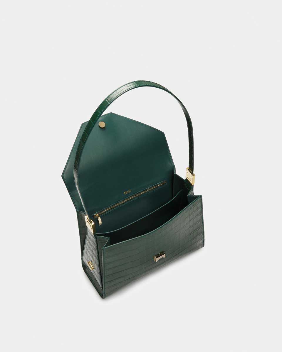 Bally Emblem Shoulder Bag Green | TGYVH2086