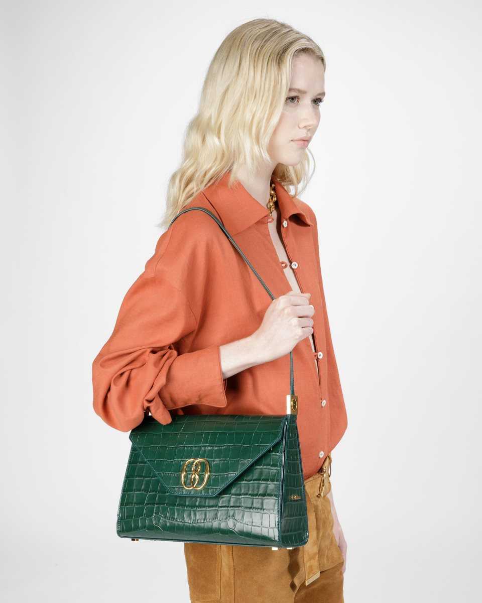 Bally Emblem Shoulder Bag Green | TGYVH2086