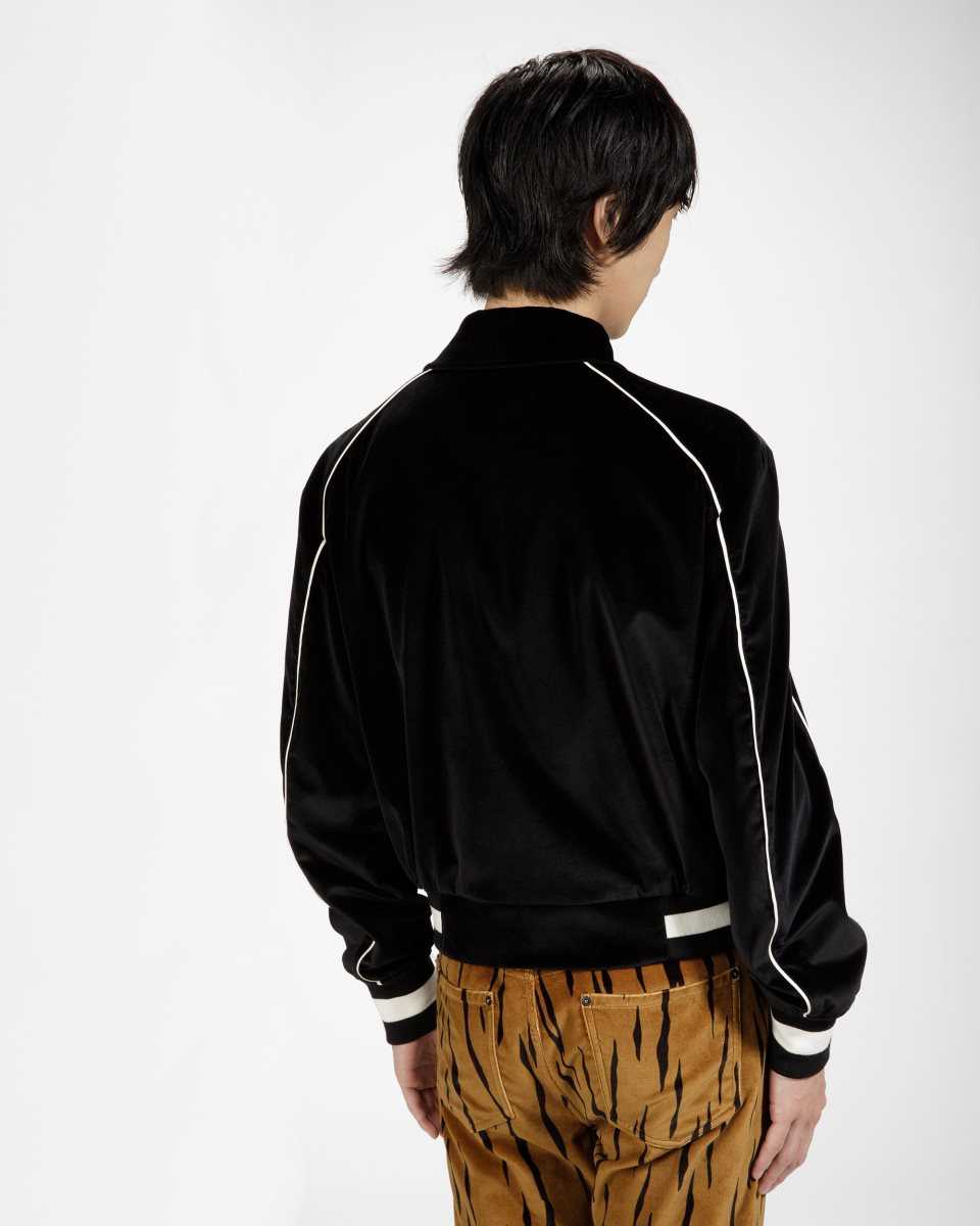 Bally Embroidered Velvet Bomber Jacket Black | ORZWL8204