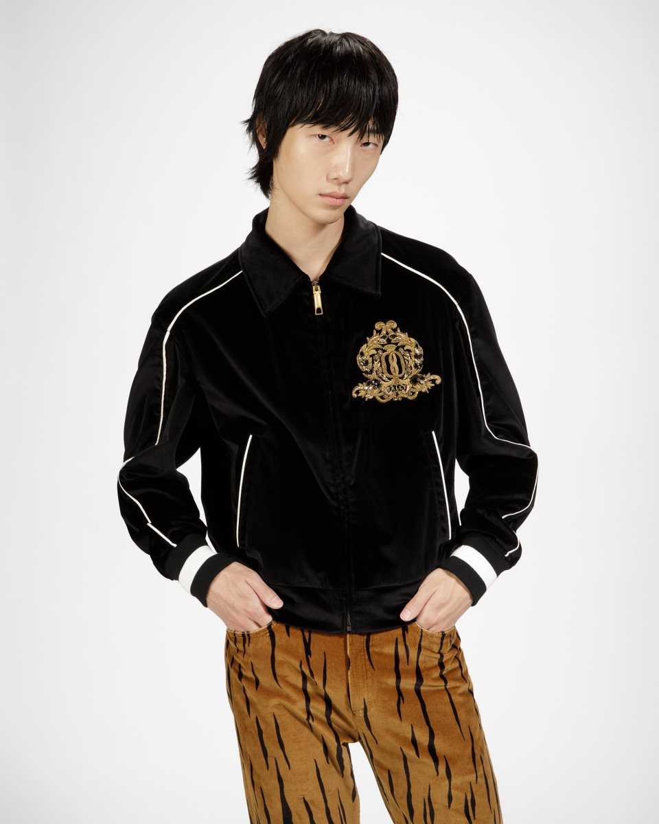 Bally Embroidered Velvet Bomber Jacket Black | ORZWL8204