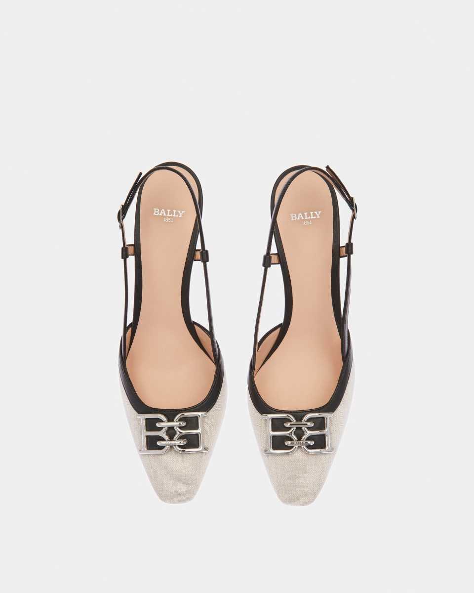 Bally Eva Canvas And Leather Slingback Pumps Black | JQKHP6315