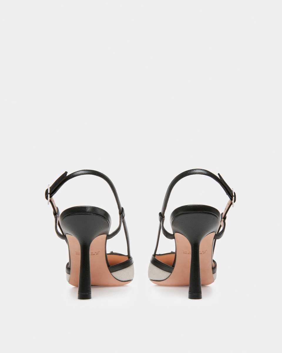 Bally Eva Canvas And Leather Slingback Pumps Black | JQKHP6315