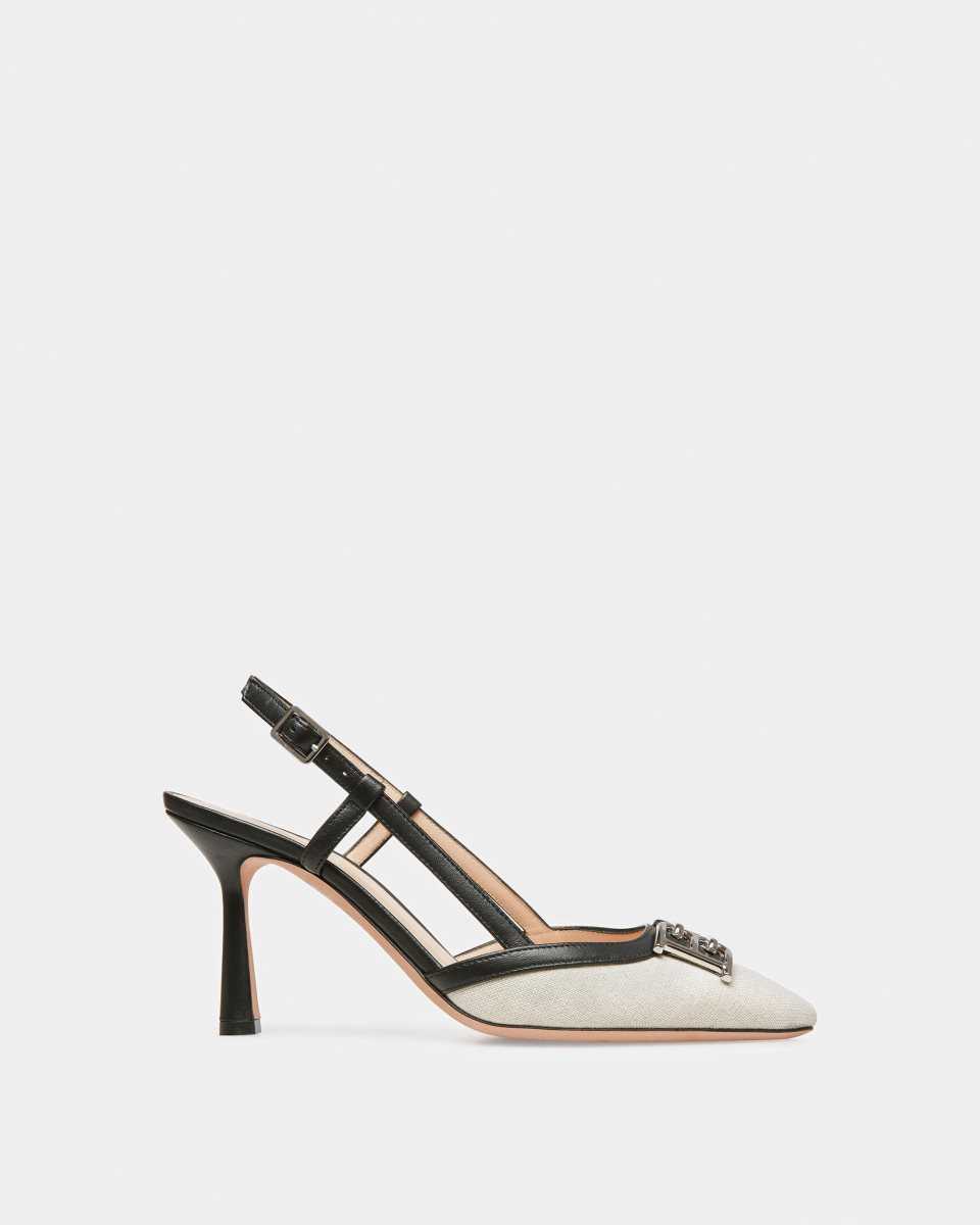 Bally Eva Canvas And Leather Slingback Pumps Black | JQKHP6315