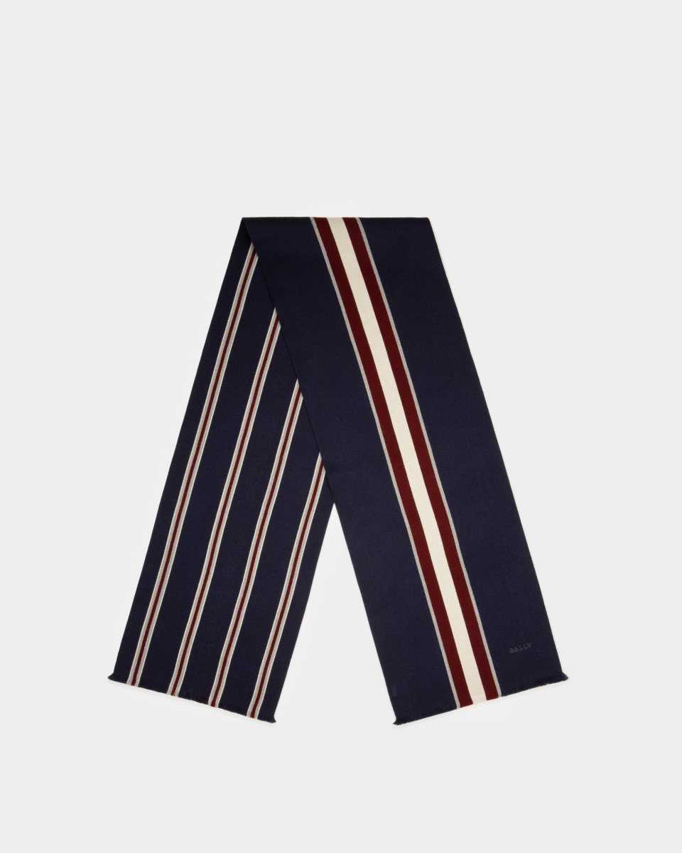 Bally Geometric Wool Logo Scarf Blue | BNJXZ5286