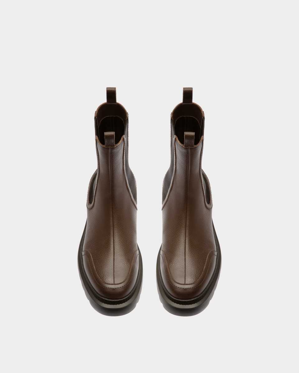 Bally Ginny Flat Leather Boots Brown | PRVHX8936