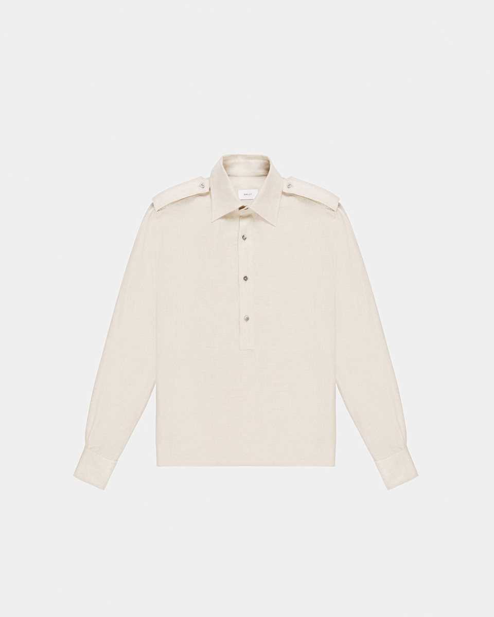 Bally Half Button Shirt Beige | JIFUC1463