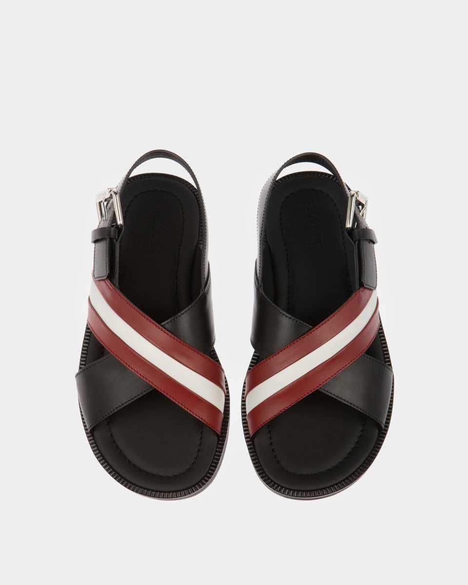 Bally Jamaal Leather Crossover Sandals Black | KVDZS4586