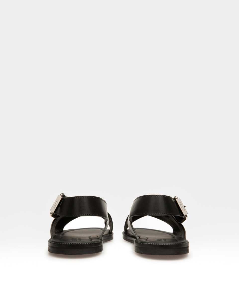 Bally Jamaal Leather Crossover Sandals Black | KVDZS4586