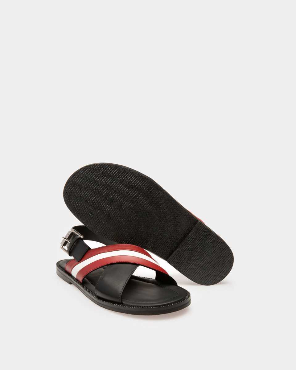 Bally Jamaal Leather Crossover Sandals Black | KVDZS4586