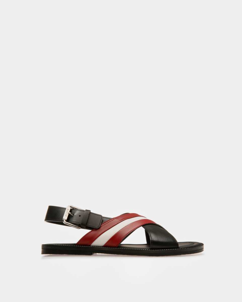 Bally Jamaal Leather Crossover Sandals Black | KVDZS4586