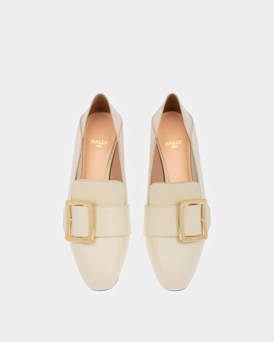 Bally Janelle Calf Leather Pump With 40mm Heel White | FKMDQ3510