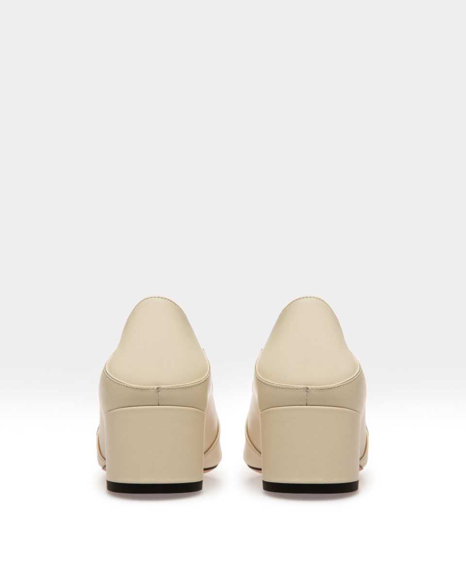 Bally Janelle Calf Leather Pump With 40mm Heel White | FKMDQ3510