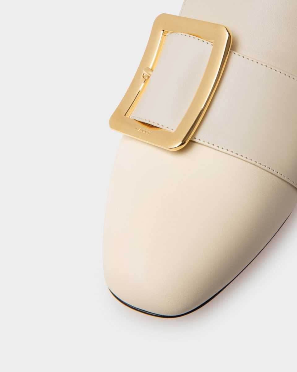 Bally Janelle Calf Leather Pump With 40mm Heel White | FKMDQ3510