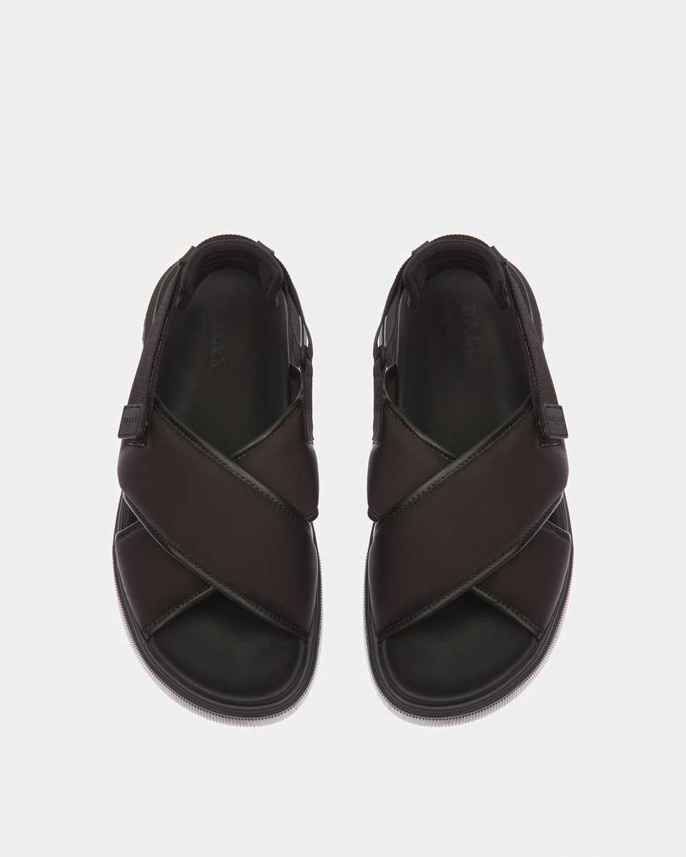 Bally Jodye Leather And Nylon Sandals Black | GUJQV6345