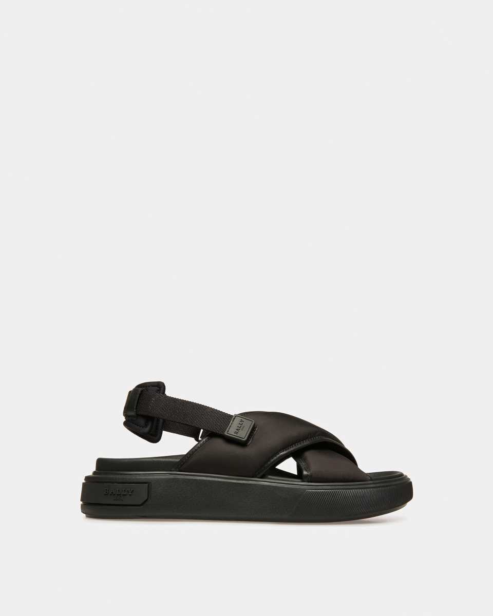 Bally Jodye Leather And Nylon Sandals Black | GUJQV6345