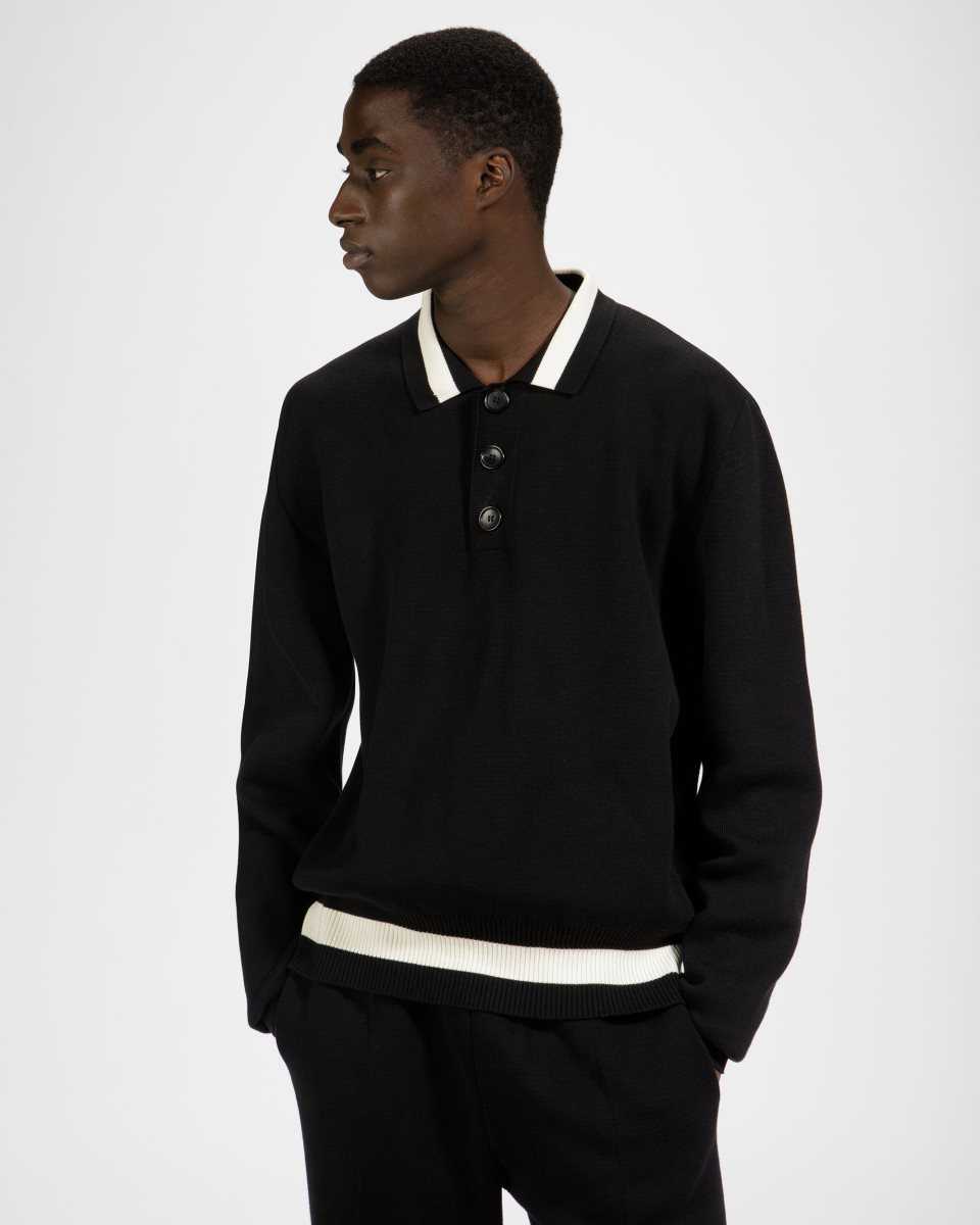 Bally Knitted Cotton Polo Black | ANDXB2915