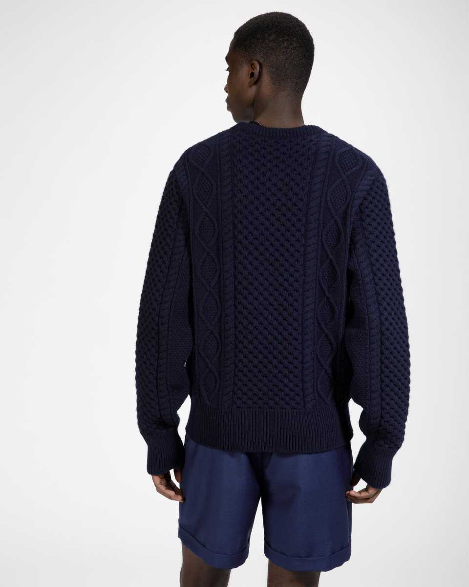 Bally Knitted Crew Neck Blue | UKGQD6824