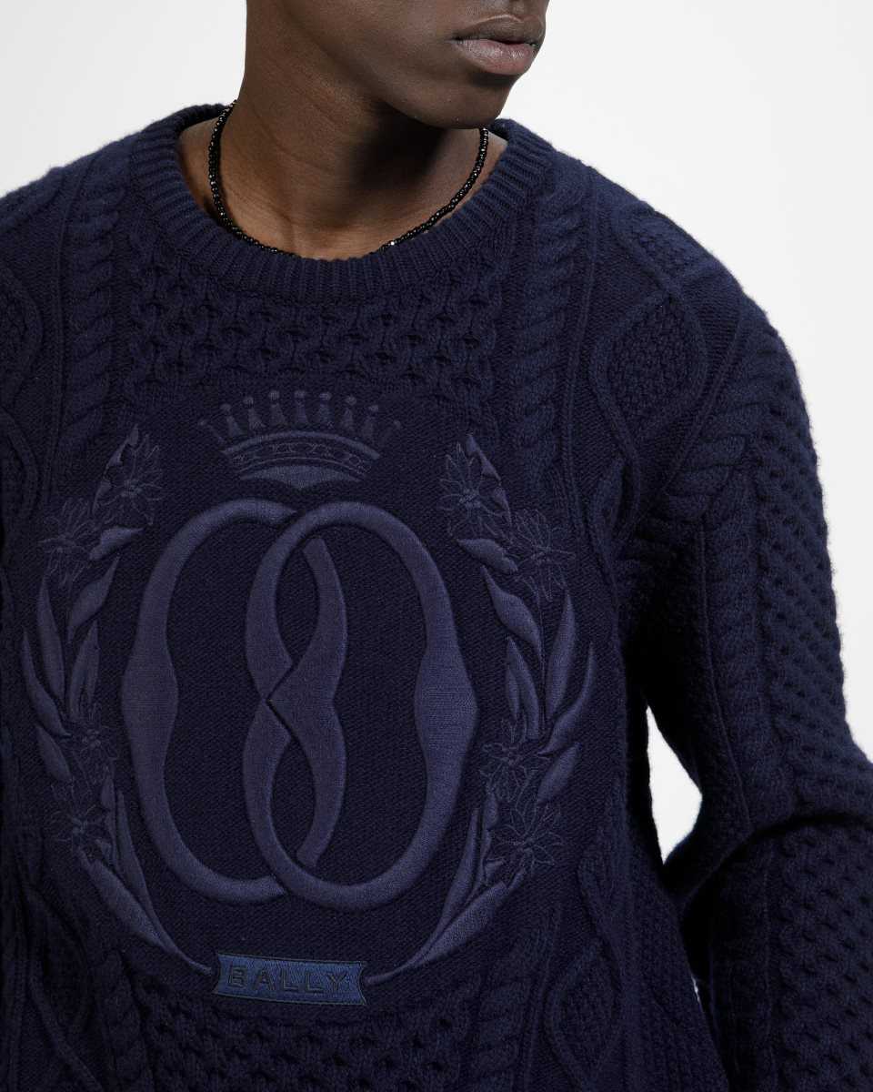 Bally Knitted Crew Neck Blue | UKGQD6824