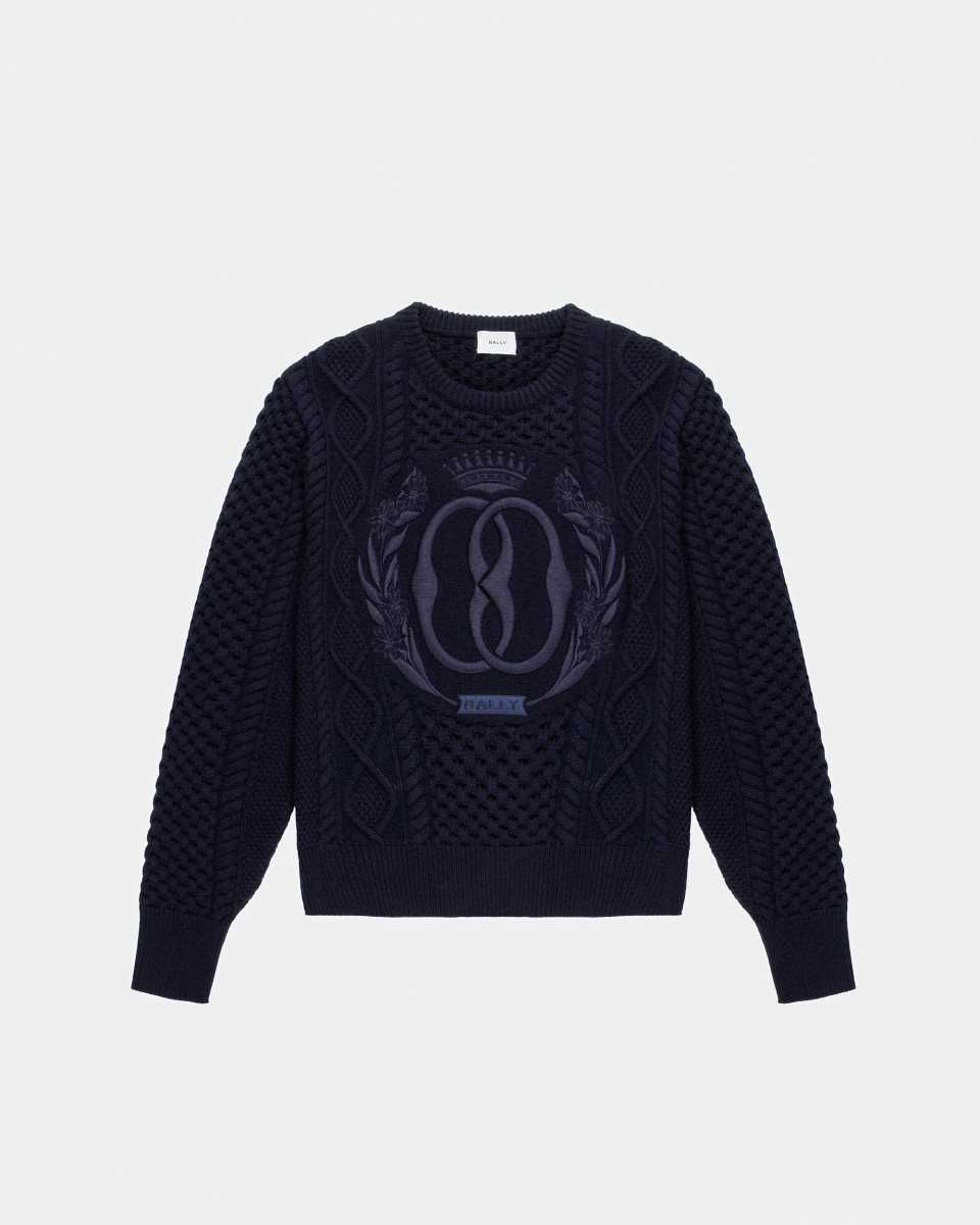 Bally Knitted Crew Neck Blue | UKGQD6824