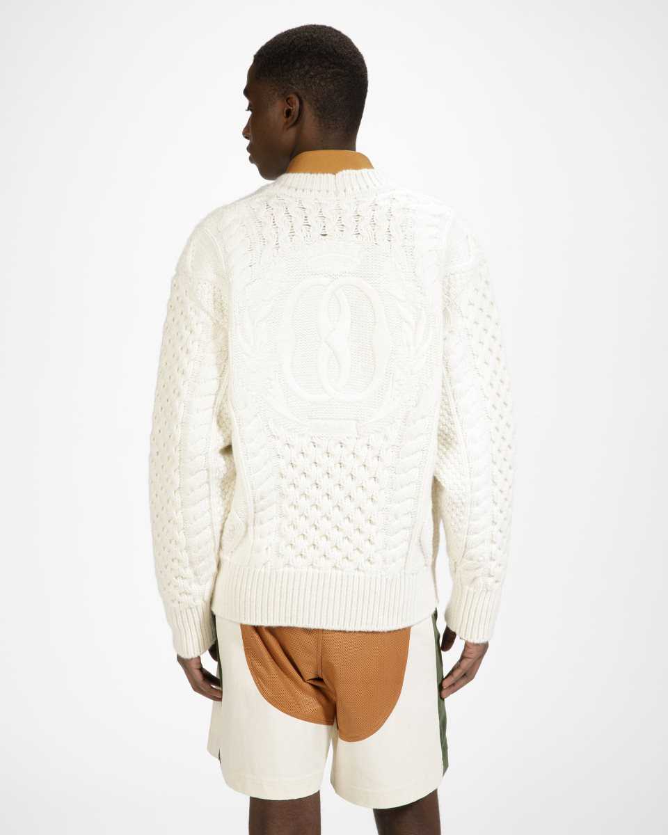 Bally Knitted V-Neck Cable Knit Cardigan White | EHTFG2956