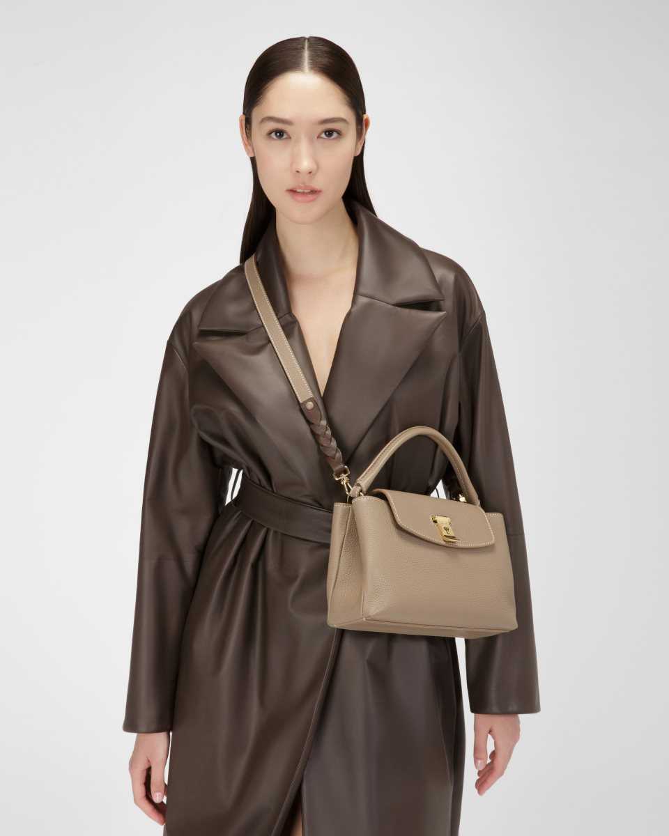 Bally Layka Leather Top Handle Bag Beige | QJCDW8192