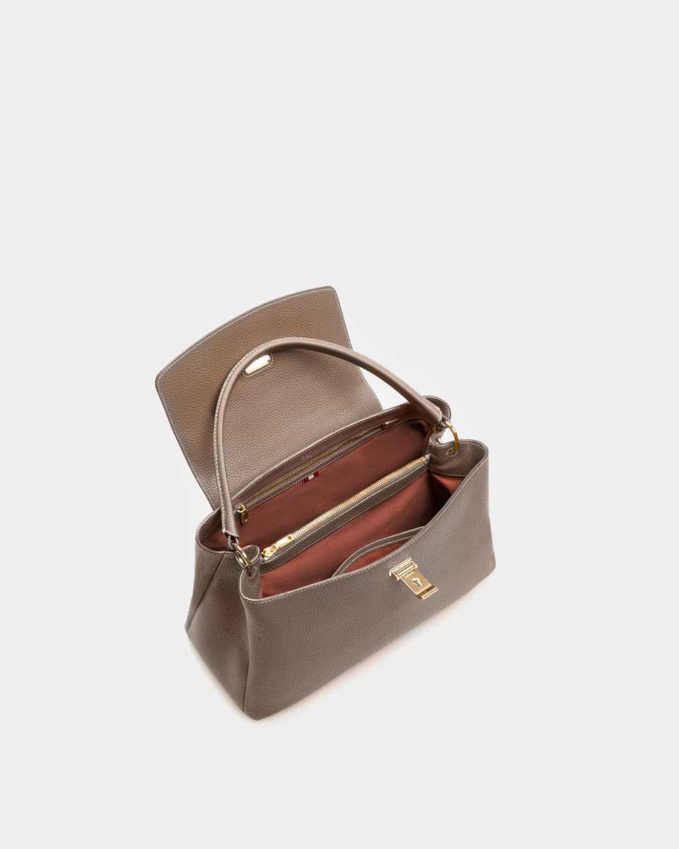 Bally Layka Leather Top Handle Bag Beige | UAZKY9135