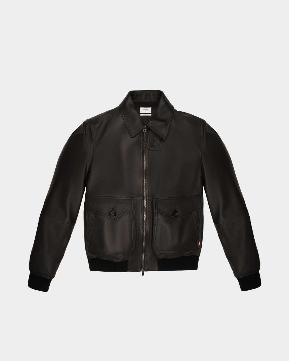 Bally Leather Blouson Bomber Jacket Brown | JPDOY0279