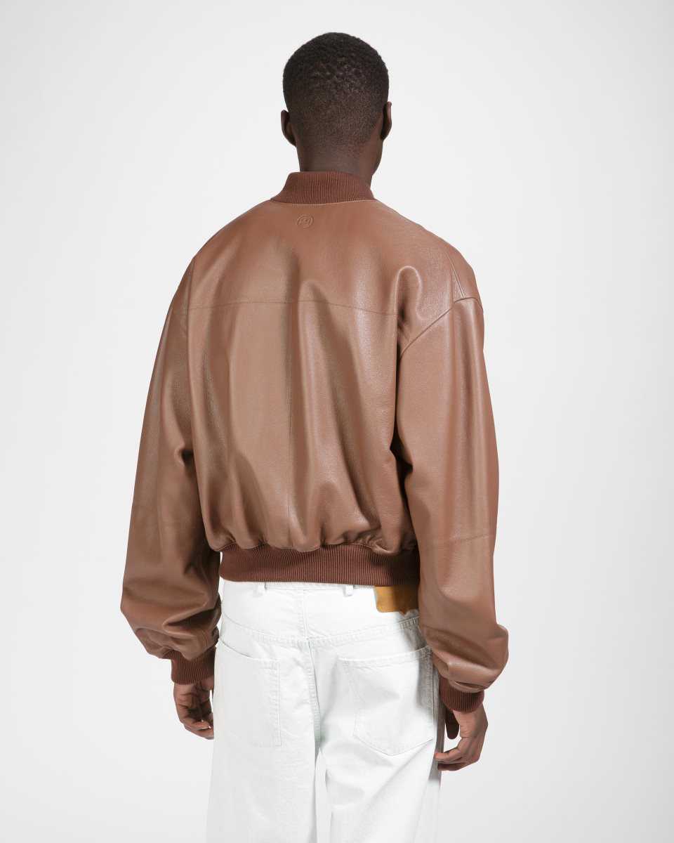 Bally Leather Blouson Bomber Jacket Brown | VYFNQ2713