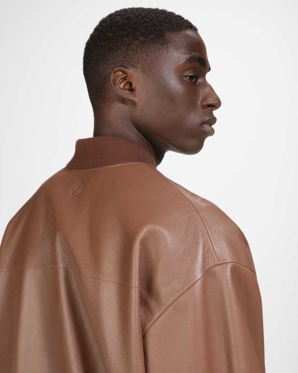 Bally Leather Blouson Bomber Jacket Brown | VYFNQ2713