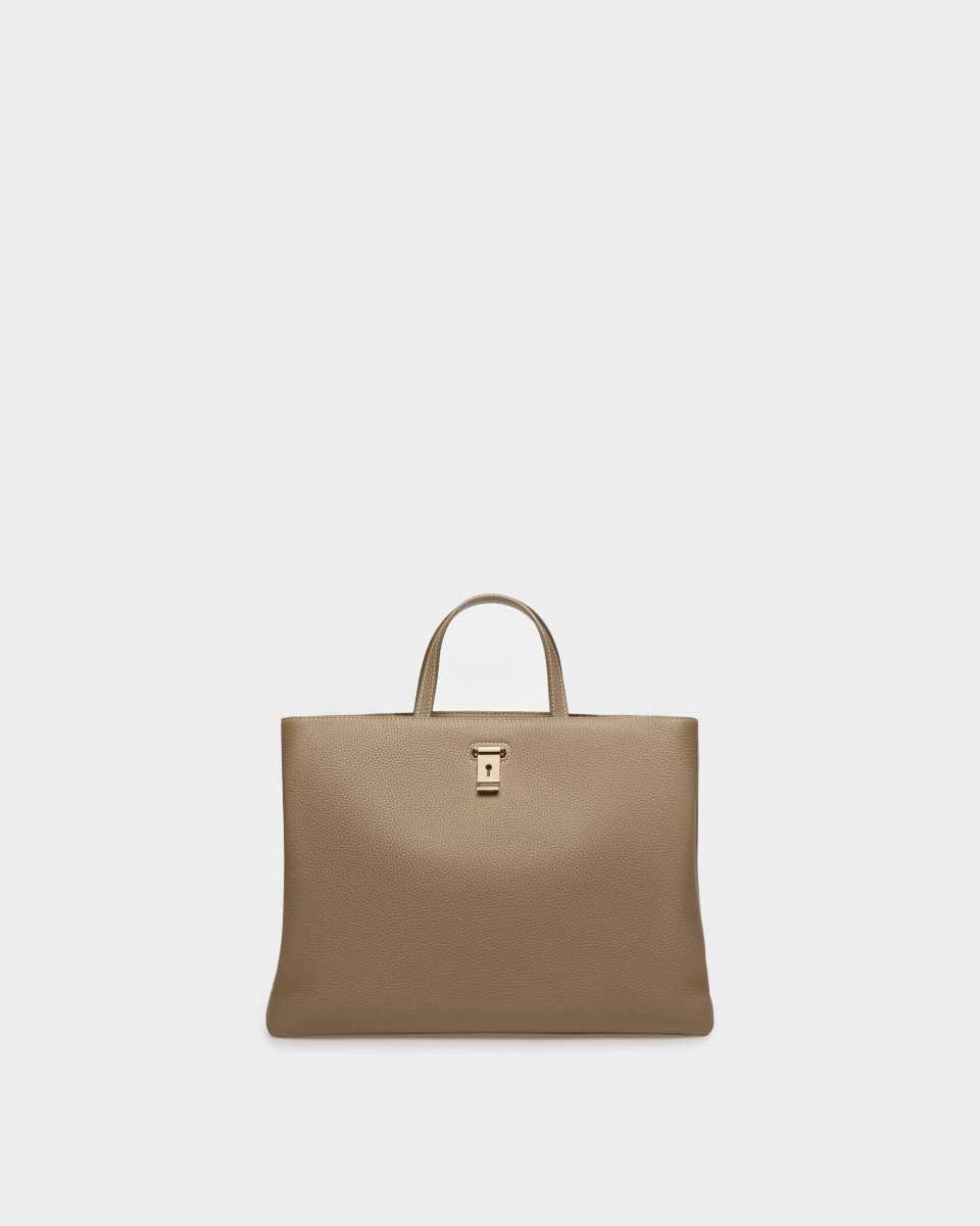 Bally Lya Leather Tote Beige | ZKQAF8261