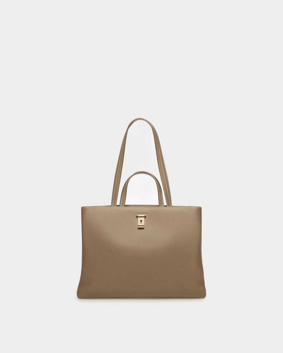 Bally Lya Leather Tote Beige | ZKQAF8261