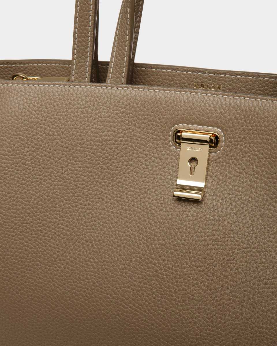 Bally Lya Leather Tote Beige | ZKQAF8261