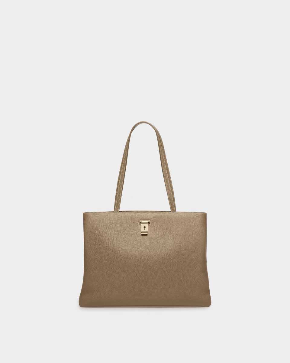 Bally Lya Leather Tote Beige | ZKQAF8261