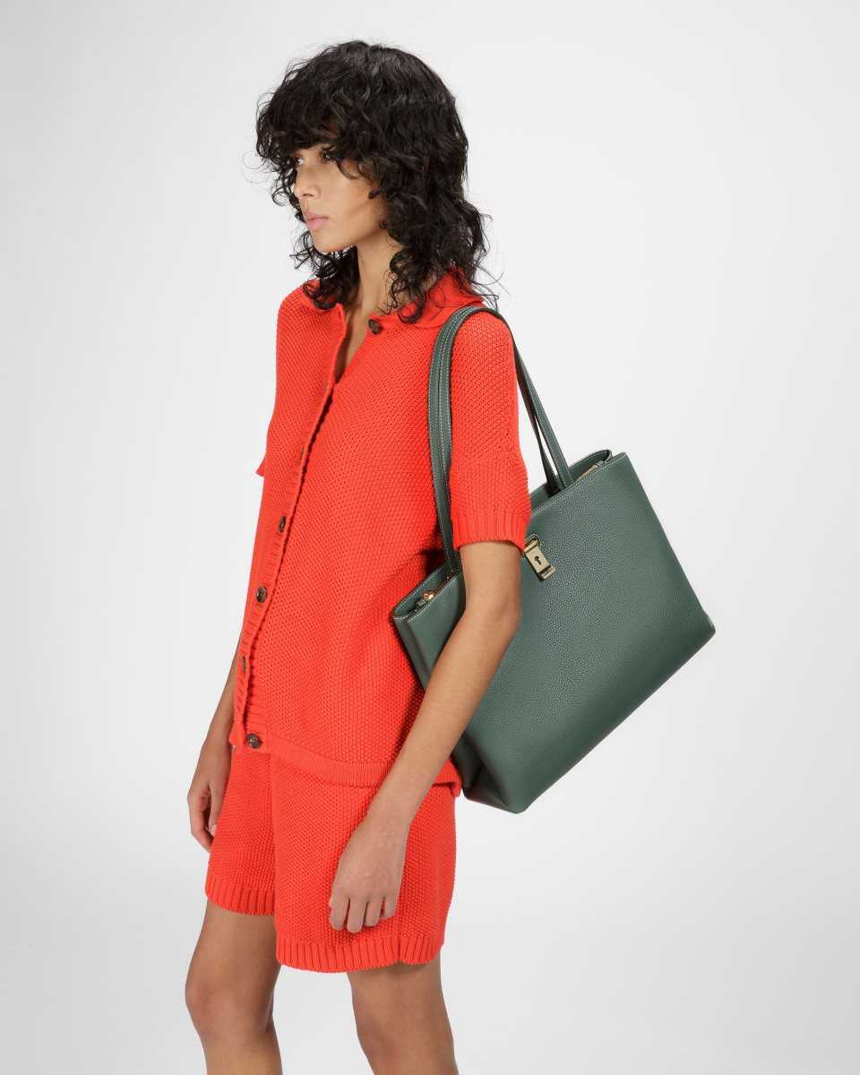 Bally Lya Leather Tote Green | SJCMI1059