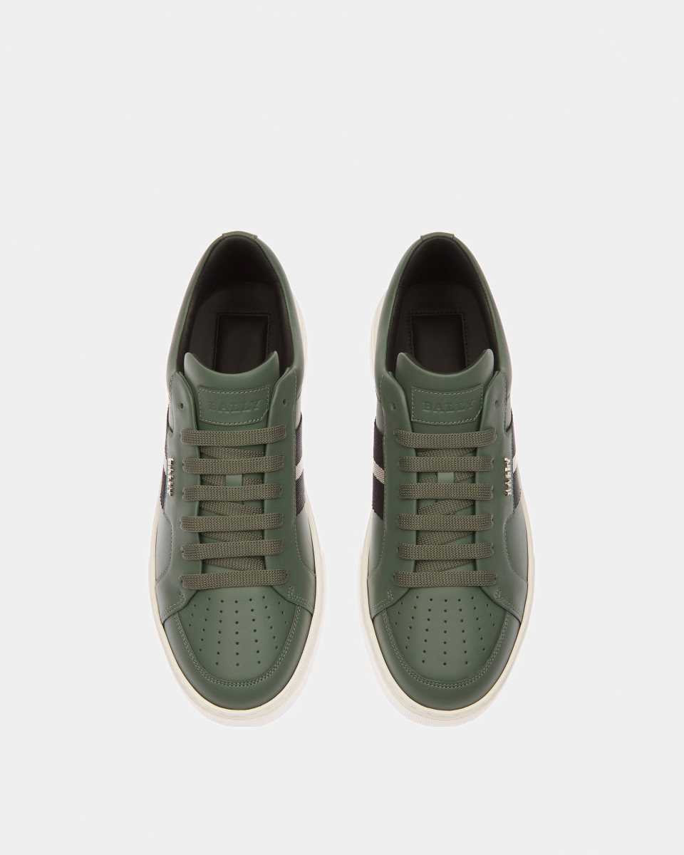 Bally Moony Leather And Fabric Sneakers Green | CFDYA7230