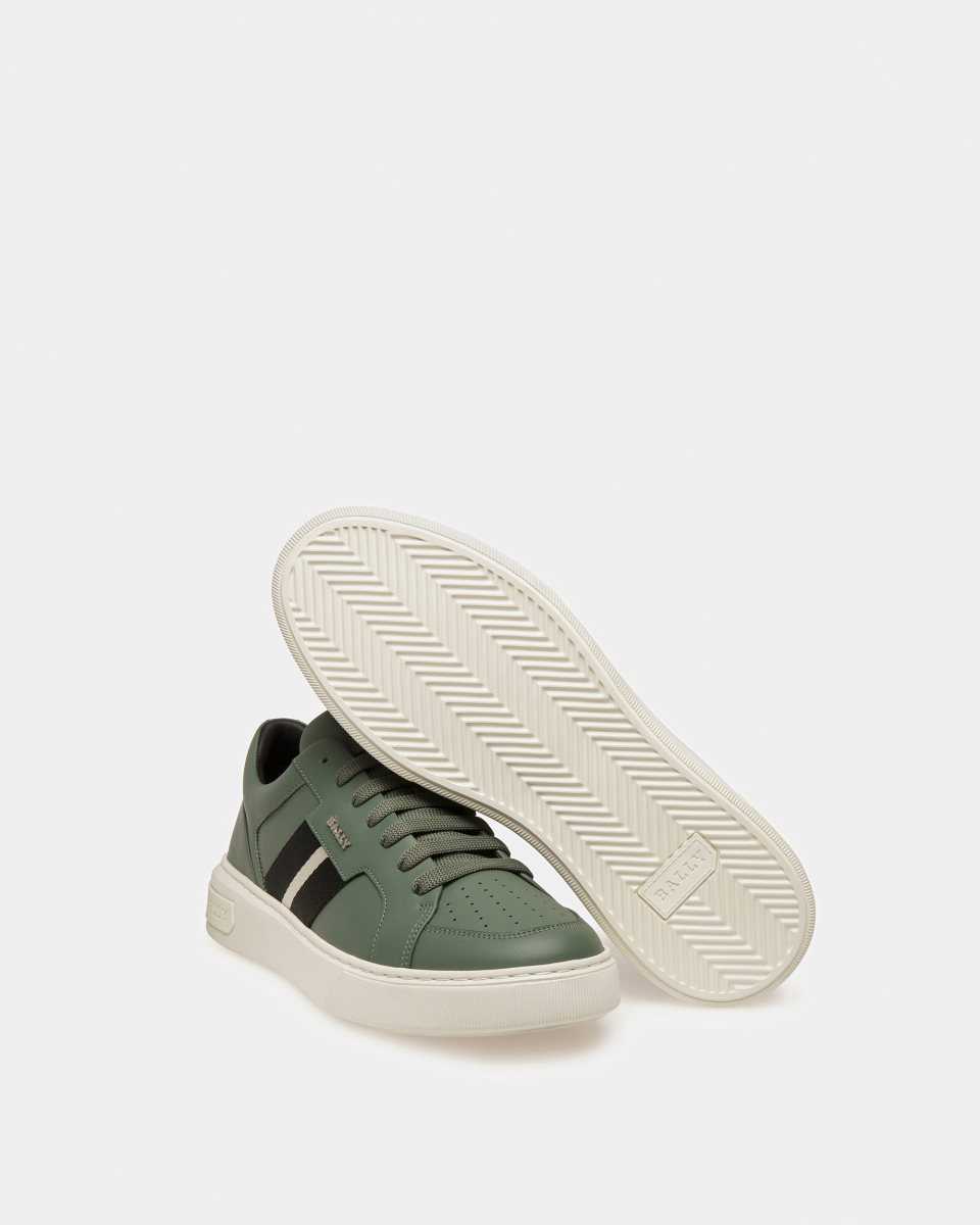 Bally Moony Leather And Fabric Sneakers Green | CFDYA7230