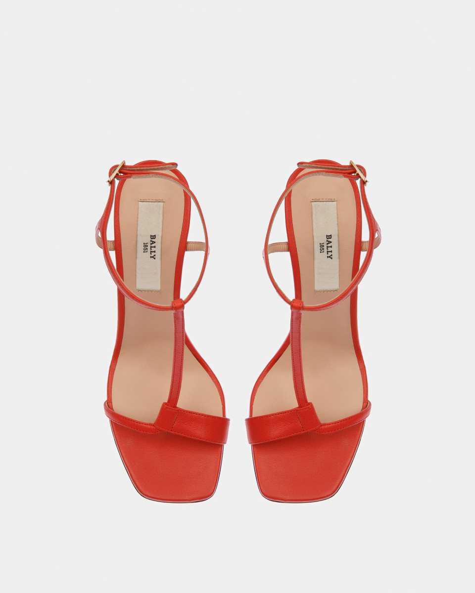 Bally Natalia Leather Sandals Orange | FYRGB1876