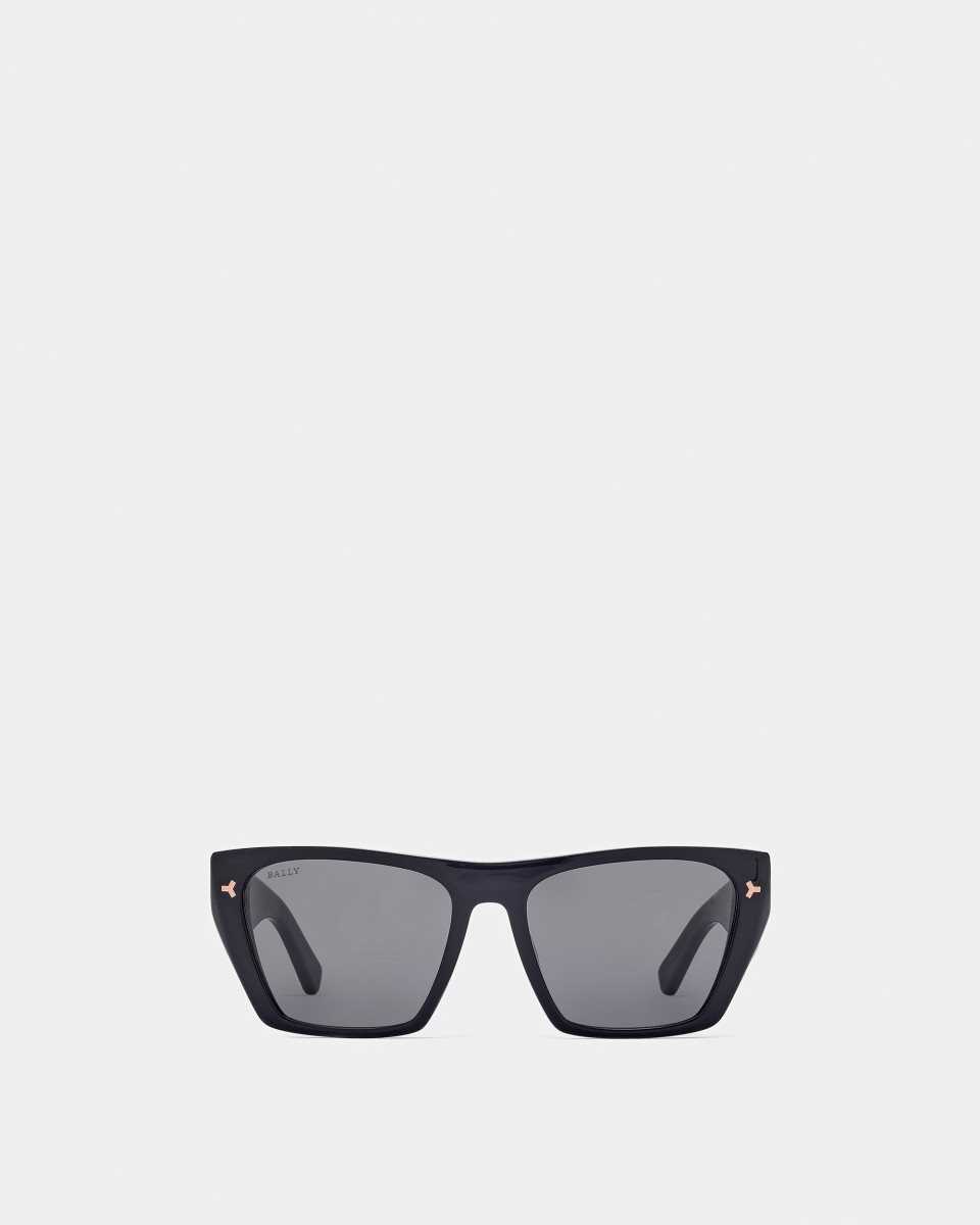 Bally Nicholas Rectangular Full Rim Sunglasses Black | DGHWB5289