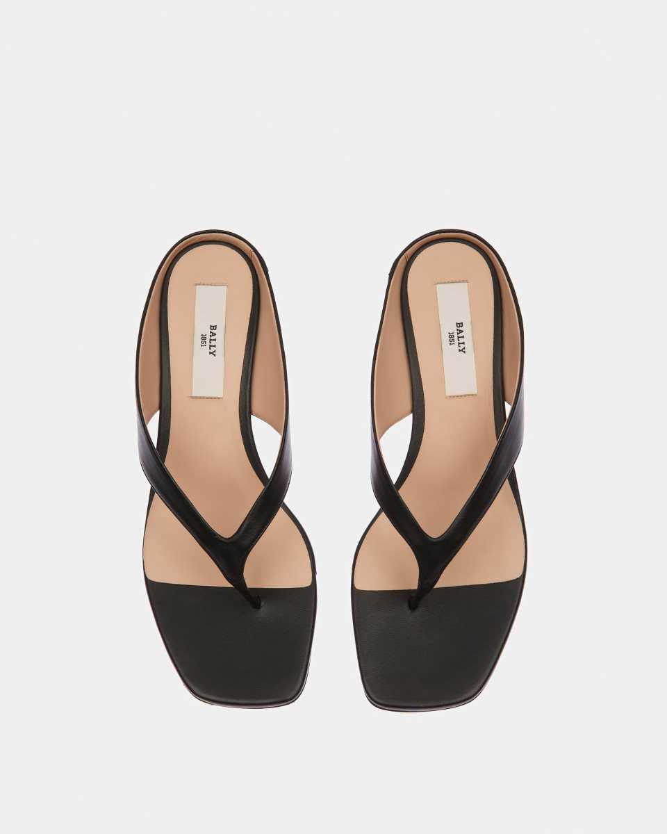 Bally Nyna Leather Sandals Black | AELHJ9613