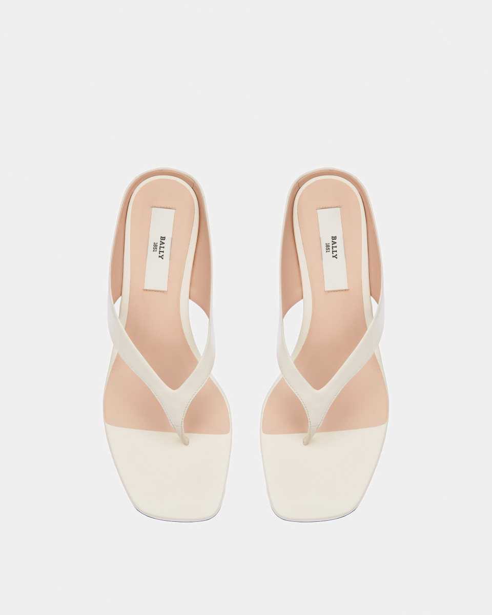 Bally Nyna Leather Sandals White | NIBHM2894