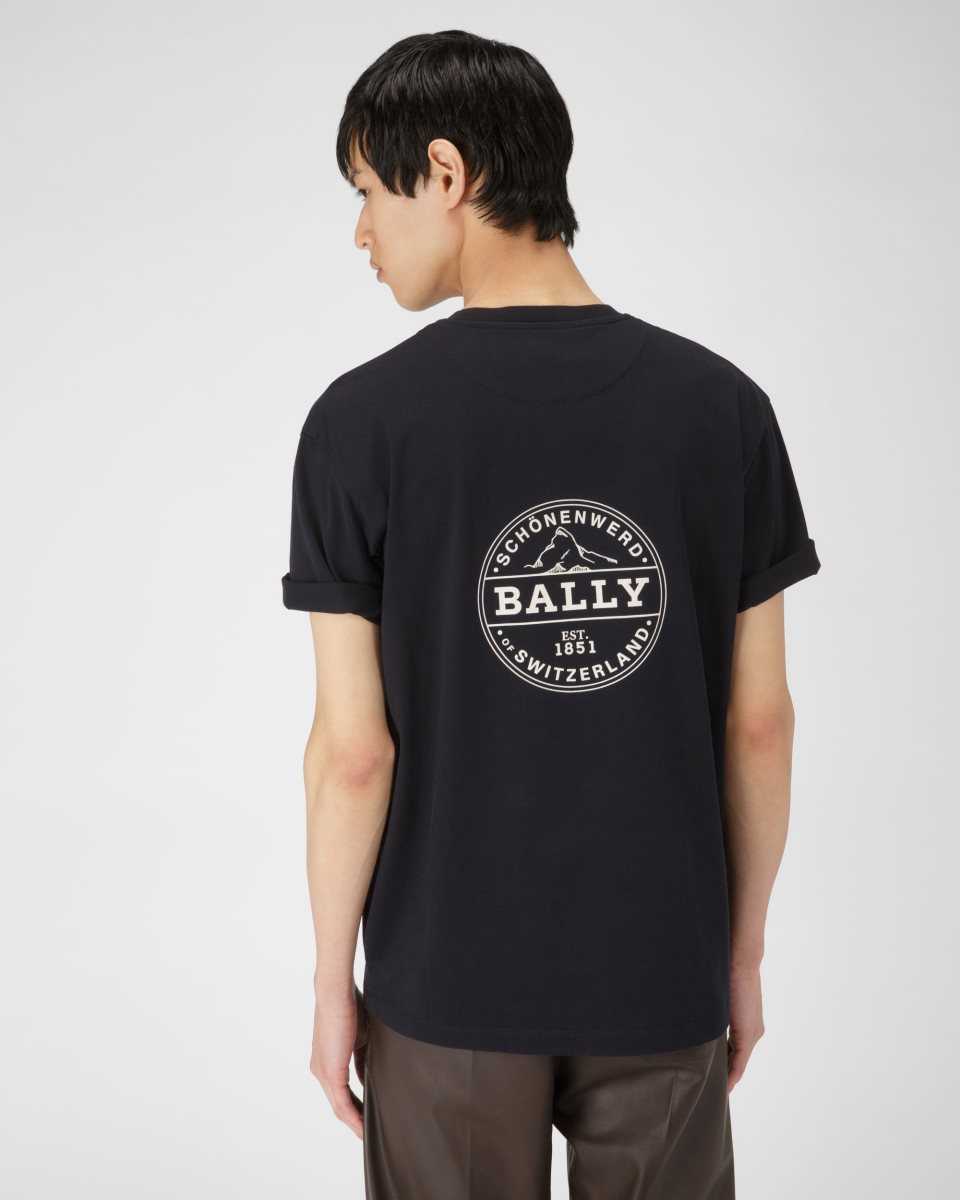 Bally Organic Cotton T-Shirt Blue | ZISJW8509