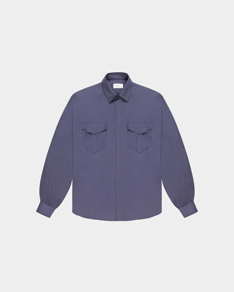 Bally Pocket Front Silk Shirt Blue | HLGEP9762