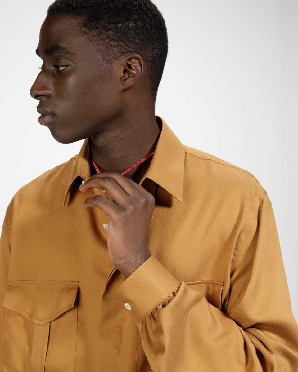 Bally Pocket Front Silk Shirt Brown | FNZEM4579