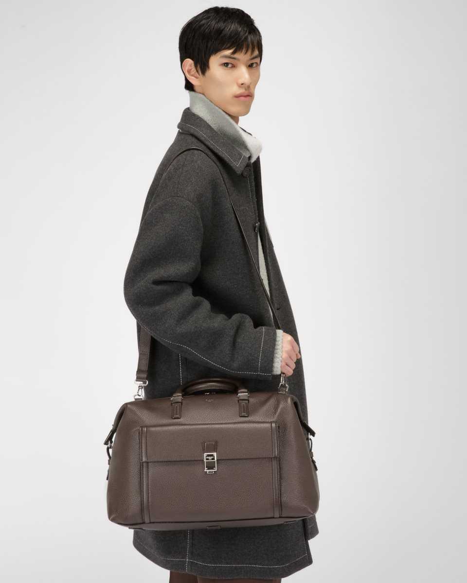 Bally Sandri Leather Weekender Bag Brown | XLISH9127