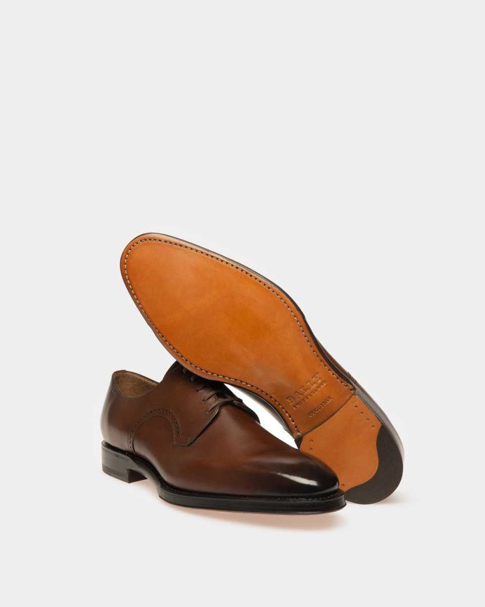 Bally Scamardo Leather Derby Lace-Up Shoe Brown | QUSAF8431