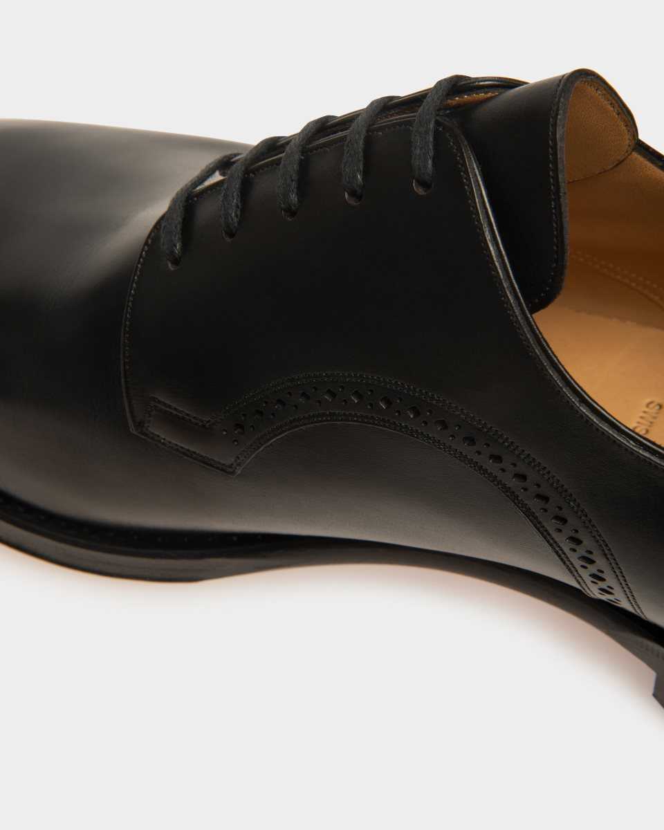 Bally Scamardo Leather Derby Lace-Up Shoe Black | XAFYU0324