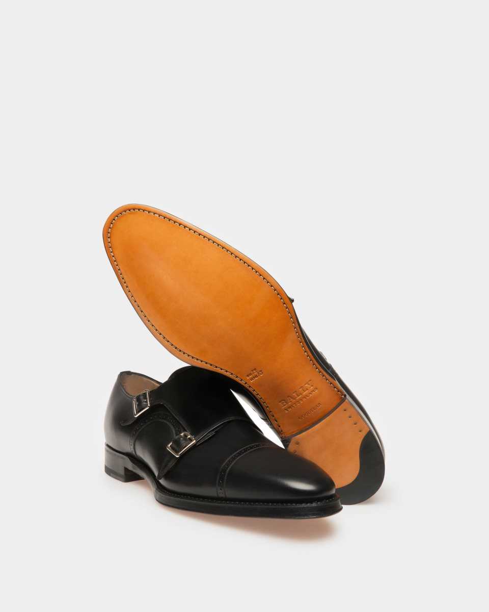 Bally Scardino Leather Monk Strap Shoe Black | DHQKL7154