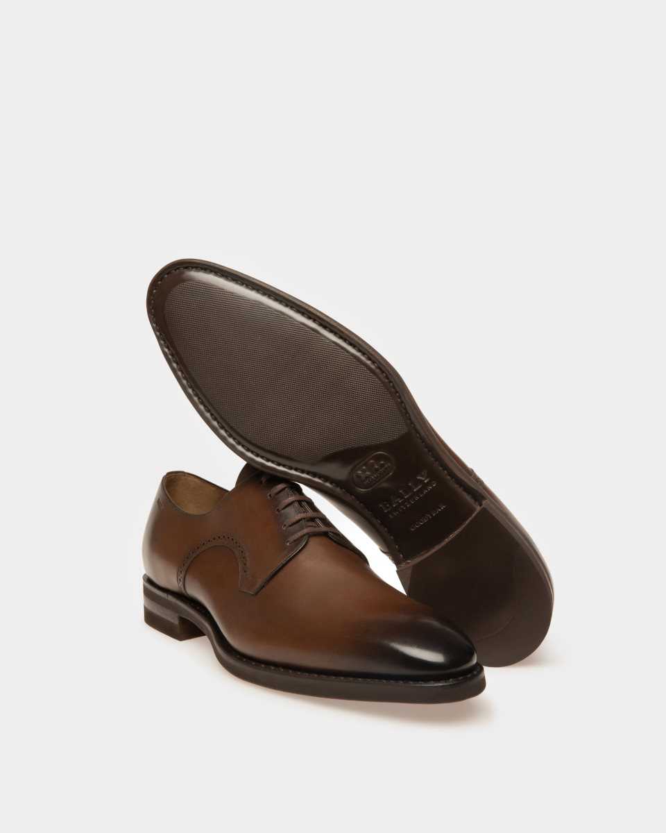 Bally Scrivani Leather Derby Lace-Up Shoe Brown | OBXIH2940