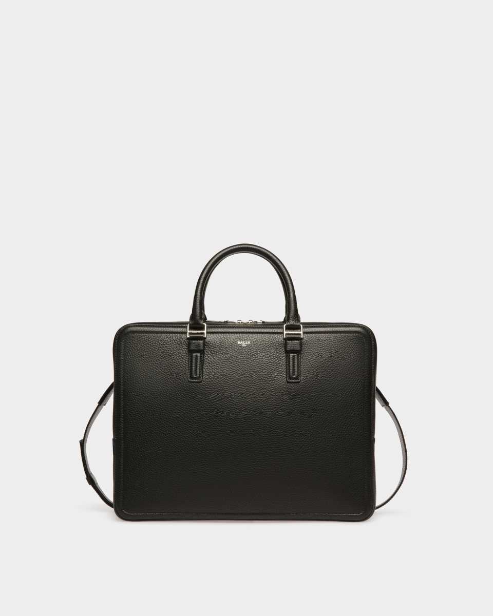 Bally Sergy Leather Business Bag Black | IJVNY6247