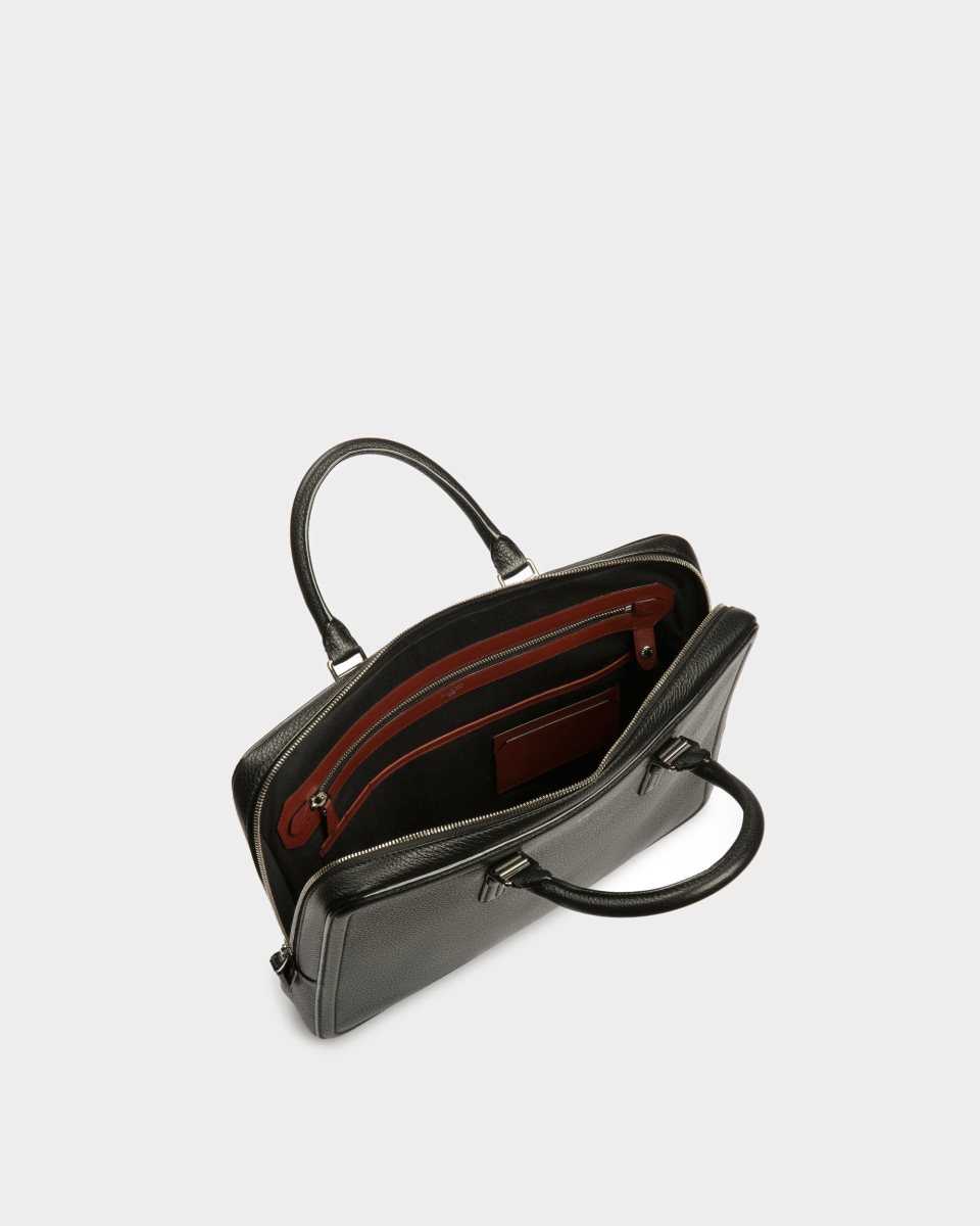 Bally Sergy Leather Business Bag Black | SEJFH4326